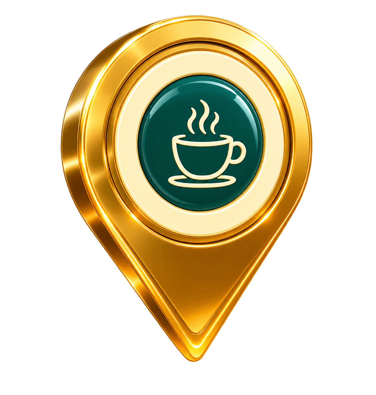 Golden Pintag tridimensional con una marca ficticia de cafetería